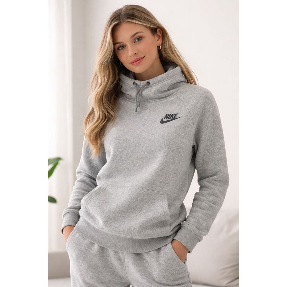 Nike Rally Funnel Neck Heather Gray Pullover Hoodie